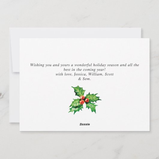 Feestelijke Hulst Bes Kerstmis Wens met Maretak Feestdagenkaart (Achterkant)