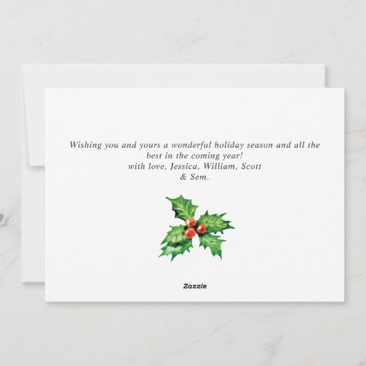 Feestelijke Hulst Bes Kerstmis Wens met Maretak Feestdagenkaart (Achterkant)