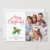 Feestelijke Hulst Bes Mistletoe Kerst Groet Feestdagenkaart (Voorkant)