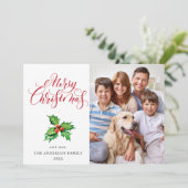 Feestelijke Hulst Bes Mistletoe Kerst Groet Feestdagenkaart (Staand voorkant)