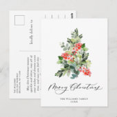 Feestelijke Hulst Kerstboom Groet Vakantie Briefkaart (Voorkant / Achterkant)