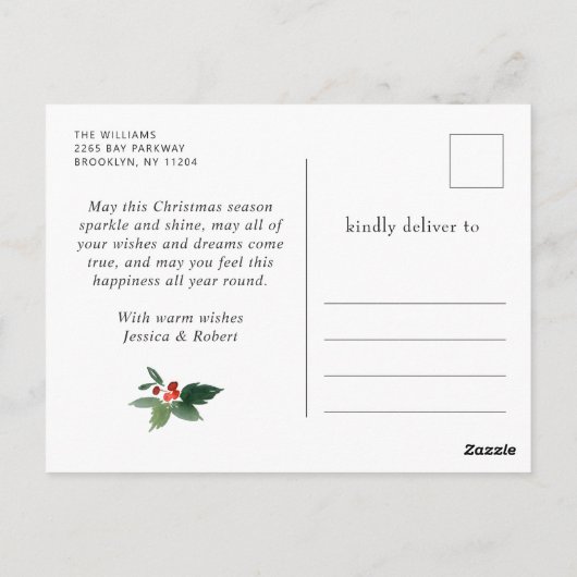 Feestelijke Hulst Kerstboom Groet Vakantie Briefkaart (Achterkant)