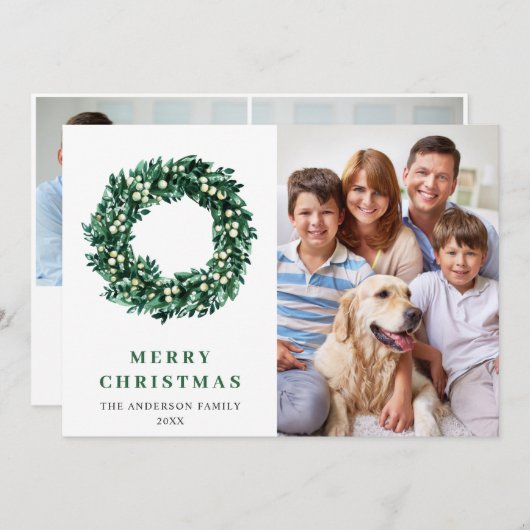 Feestelijke Hulst Krans Kerst 3 FOTO Felicitaties Feestdagenkaart (Voorkant / Achterkant)