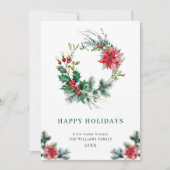 Feestelijke hulst poinsettia krans Kerstgroet Feestdagenkaart (Voorkant)