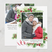 Feestelijke Hulstbes Kerstgroet 2 Foto Feestdagenkaart (Voorkant / Achterkant)