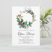 Feestelijke Hulstbes Kerstvakantie Open Huis Kaart (Staand voorkant)