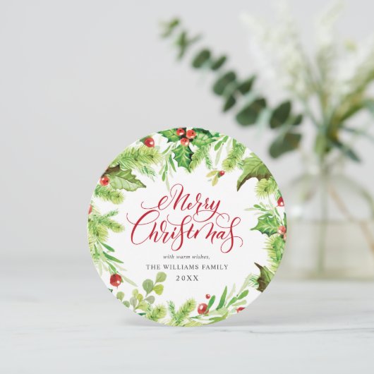 Feestelijke Hulstbes Mistletoe Kerstgroet Feestdagenkaart (Staand voorkant)