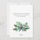 Feestelijke Hulstbes Tak Kerstgroet Feestdagenkaart (Achterkant)