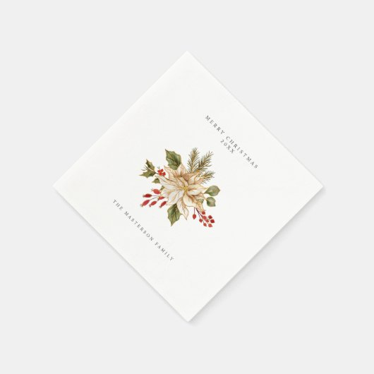 Feestelijke Hulstbes Versiering Prettig Kerstmis Servet (Hoek)