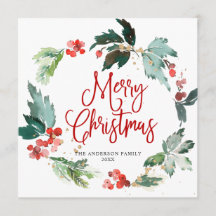 Feestelijke hulstbeskrans Kerstgroet