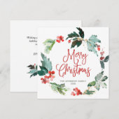 Feestelijke hulstbeskrans Kerstgroet Holi Feestdagenkaart (Voorkant / Achterkant)
