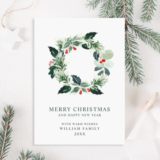 Feestelijke Hulstbeskrans Kerstgroet Holi Feestdagenkaart