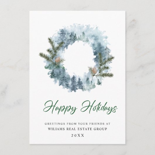 Feestelijke hulstkrans Kerst bedrijfsbegroeting Feestdagenkaart (Voorkant)