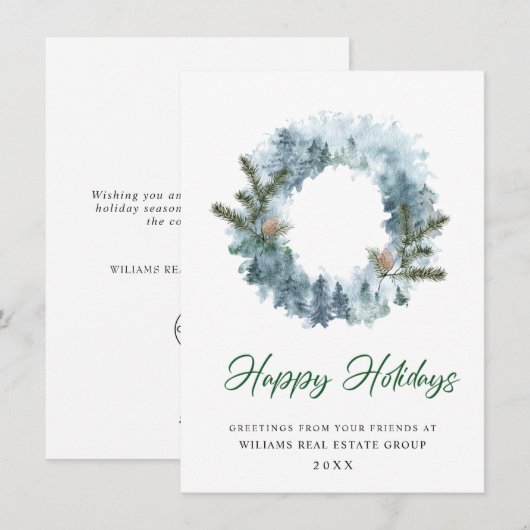 Feestelijke hulstkrans Kerst bedrijfsbegroeting Feestdagenkaart (Voorkant / Achterkant)