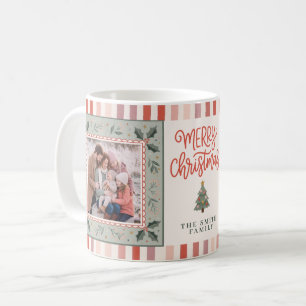 Feestelijke hulststrepen familie Kerstmis Koffiemok