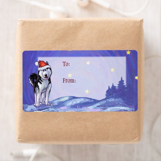 Feestelijke Husky Christmas Gift Labels (Insitu)