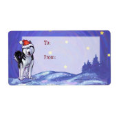 Feestelijke Husky Christmas Gift Labels (Voorkant)