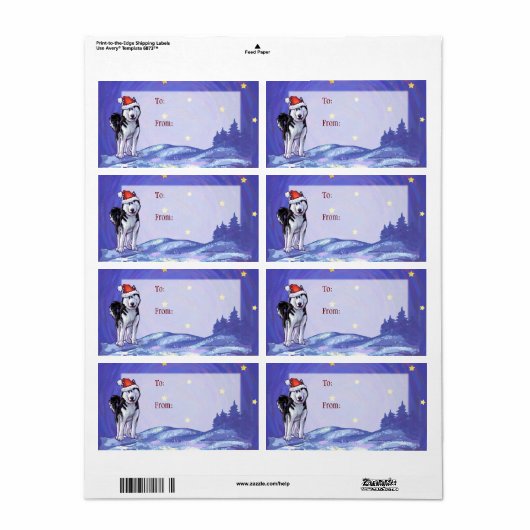 Feestelijke Husky Christmas Gift Labels (Full Sheet)