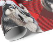 Feestelijke Husky Dog en Red Buffalo speelden Kers Cadeaupapier (Rol Hoek)