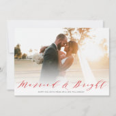 feestelijke huwelijksaankondiging met leuk script feestdagenkaart (Voorkant)