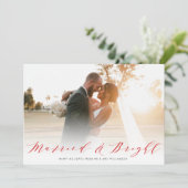 feestelijke huwelijksaankondiging met leuk script feestdagenkaart (Staand voorkant)