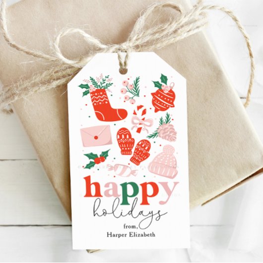 Feestelijke iconen cadeaulabel