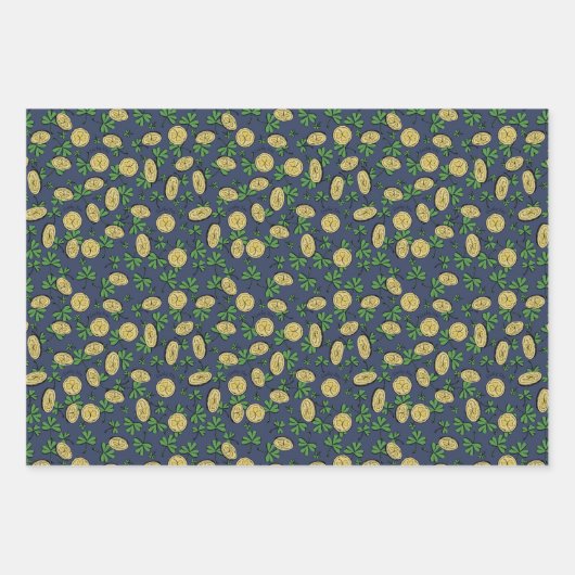 Feestelijke Ierse Groene Marine Lucky You Shamrock Inpakpapier Vel (Voorkant 2)