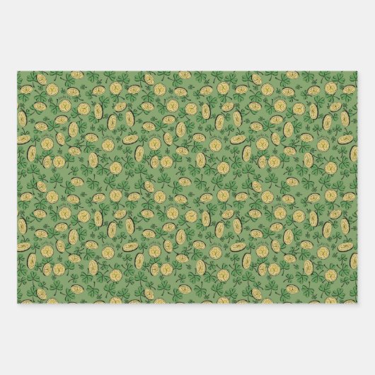 Feestelijke Ierse Groene Marine Lucky You Shamrock Inpakpapier Vel (Voorkant)
