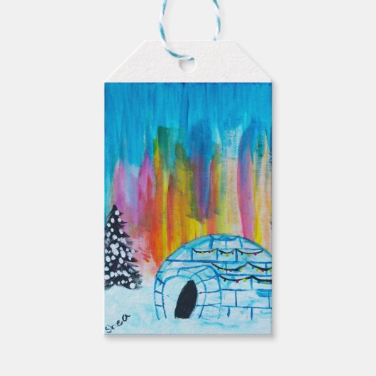 feestelijke iglo cadeaulabel (Voorkant)