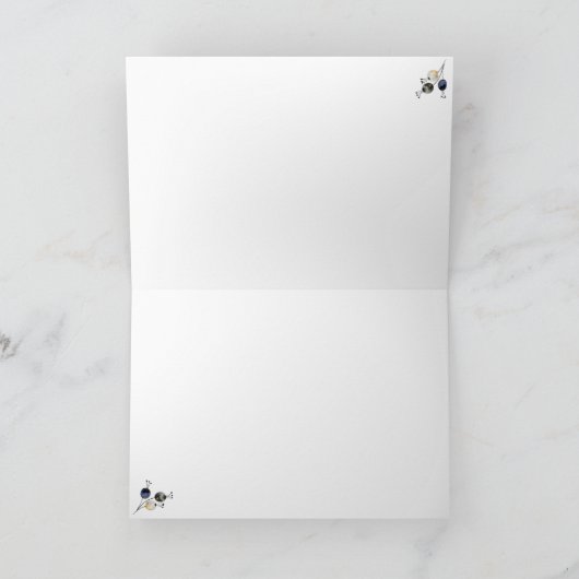 Feestelijke ijsbeer en winterbessen feestdagen kaart (Binnen)