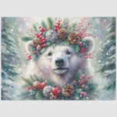 Feestelijke IJsbeer Kerstmis Knutsel Decoupage Tissuepapier (Voorkant)