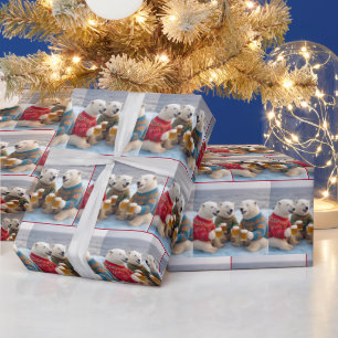 Feestelijke ijsberen die kerst-trui's dragen cadeaupapier