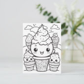 Feestelijke ijsjes kinder kleur briefkaart (Staand voorkant)