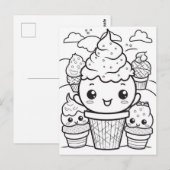 Feestelijke ijsjes kinder kleur briefkaart (Voorkant / Achterkant)