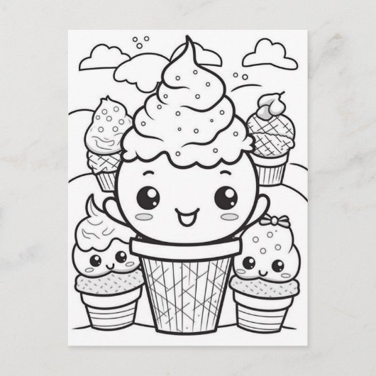 Feestelijke ijsjes kinder kleur briefkaart (Voorkant)