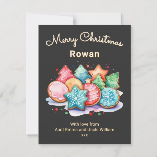 Feestelijke ijskoekjes gepersonaliseerde vrolijke  feestdagenkaart (Voorkant)