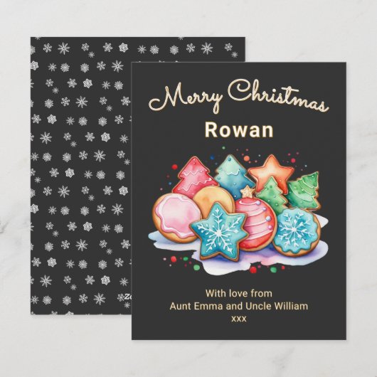 Feestelijke ijskoekjes gepersonaliseerde vrolijke  feestdagenkaart (Voorkant / Achterkant)