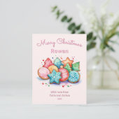 Feestelijke ijskoekjes Roze Kerst op maat Feestdagenkaart (Staand voorkant)