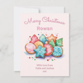 Feestelijke ijskoekjes Roze Kerst op maat Feestdagenkaart (Voorkant)