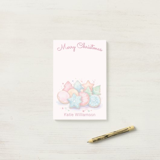 Feestelijke ijskoekjes Schattige Roze Kerst Post-it® Notes (Op bureau)