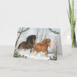 Feestelijke IJslandse Paarden Vakantiegroetkaart Feestdagen Kaart