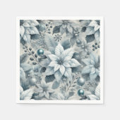 Feestelijke ijzige blauw-witte poinsettia decoupag servet (Voorkant)