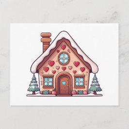 Feestelijke illustratie van een huisje van gemberk feestdagenkaart