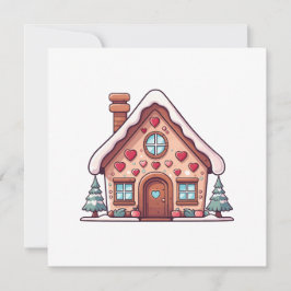 Feestelijke illustratie van een huisje van gemberk feestdagenkaart