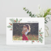 Feestelijke Immergroene Kerst Fotokaart Kaart (Staand voorkant)