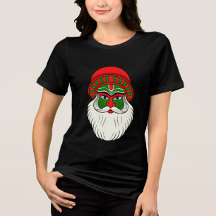 Feestelijke Indiase Kerstman Print Tri-Blend Shirt