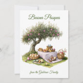 Feestelijke Italiaanse Paaspicknick Buona Pasqua Feestdagenkaart (Voorkant)