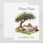 Feestelijke Italiaanse Paaspicknick Buona Pasqua Feestdagenkaart (Voorkant / Achterkant)
