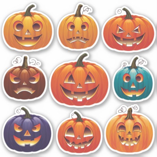 Feestelijke Jack-o'-Lantern Gezichten Scrapbook St Sticker (Voorkant)