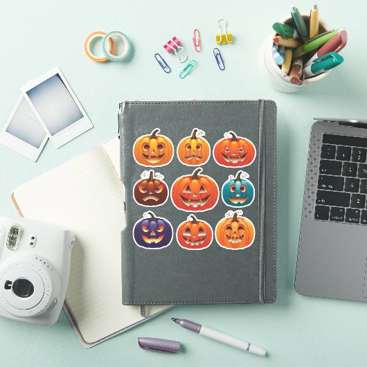 Feestelijke Jack-o'-Lantern Gezichten Scrapbook St Sticker (iPad Cover)